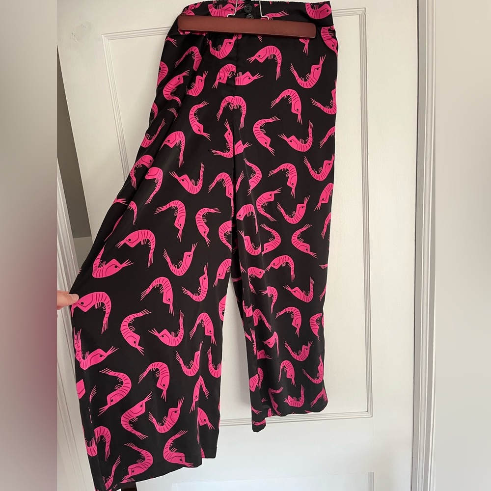 Satin Printed Cropped Parachute Pants